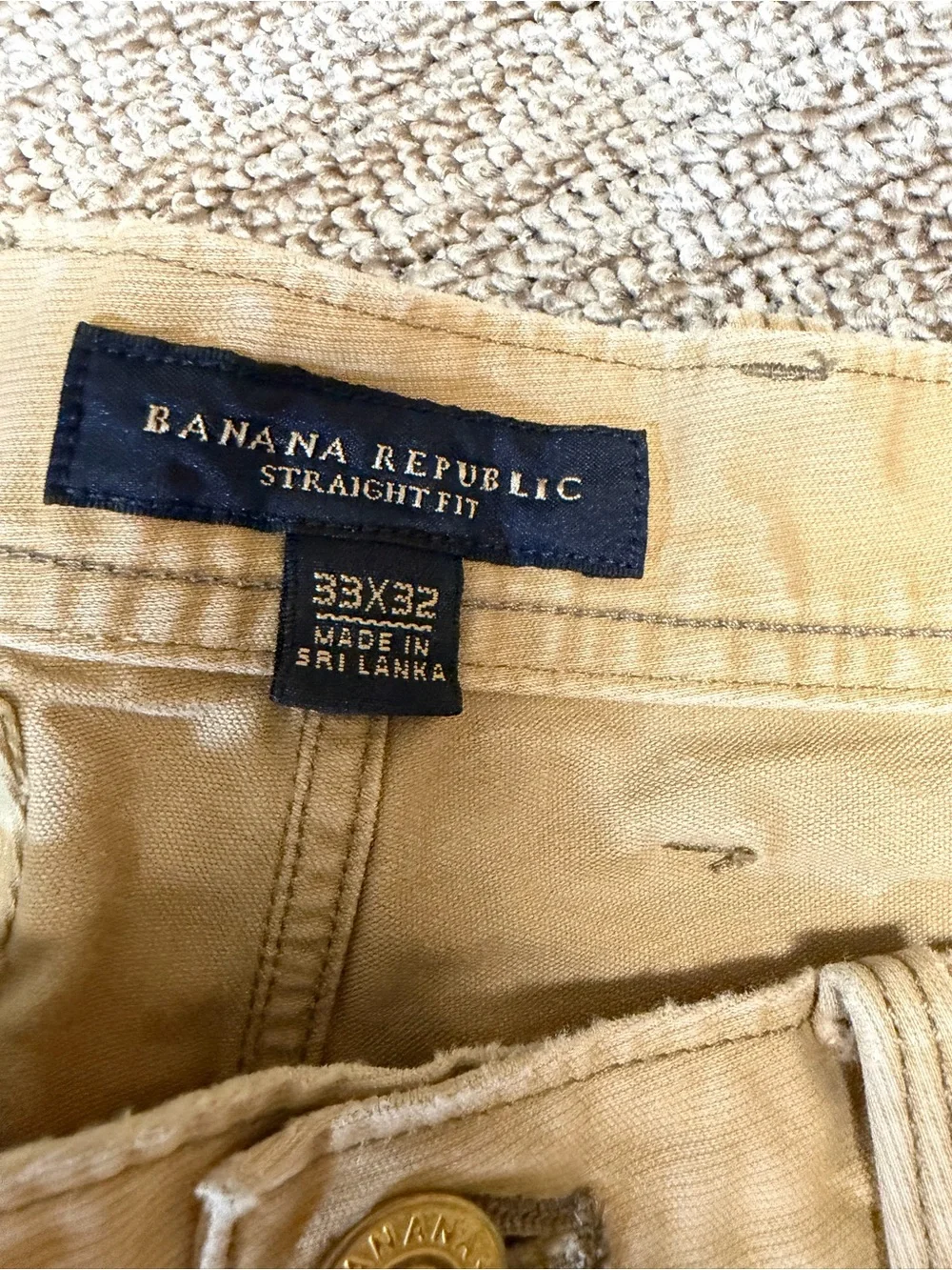 Banana Republic Mens Straight Fit Khaki Tan Jeans Uniform School Meeting 33x32